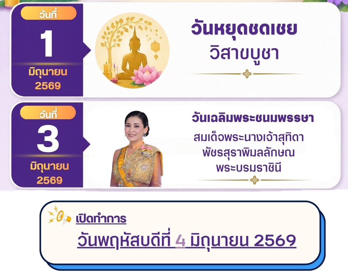 ประกาศ วันหยุด